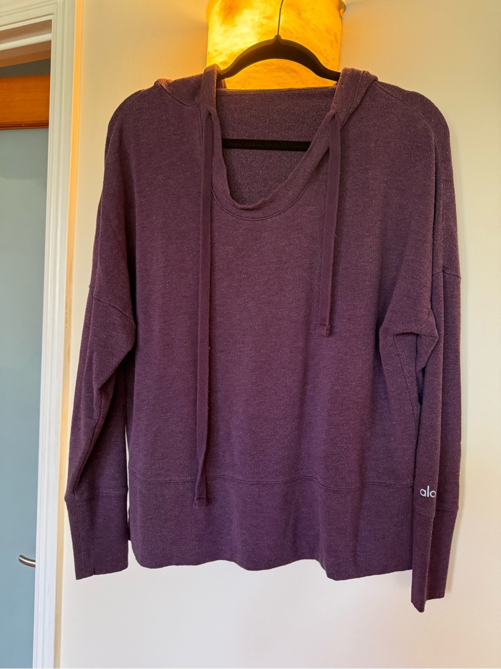 ALO Yoga Plum Hooded Scoop Neck Hoodie Sweatshirt